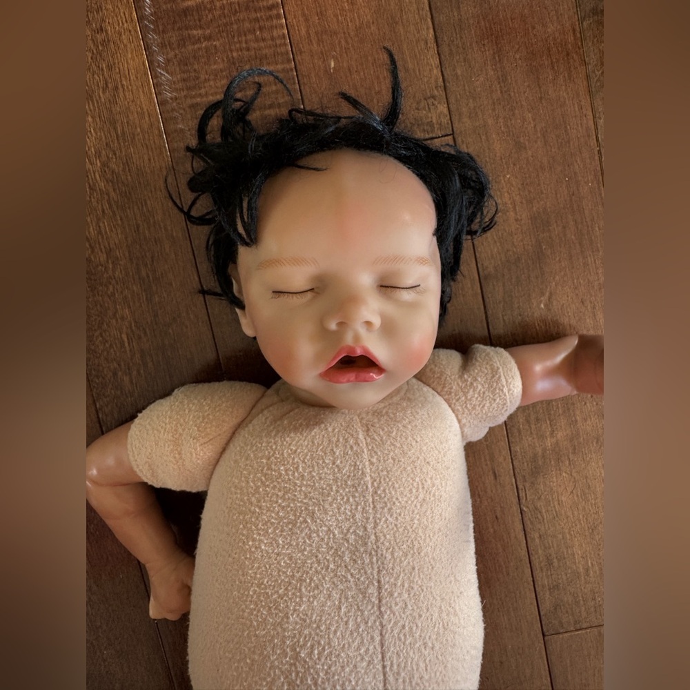 Real Life Like Baby Doll Girl Black Hair